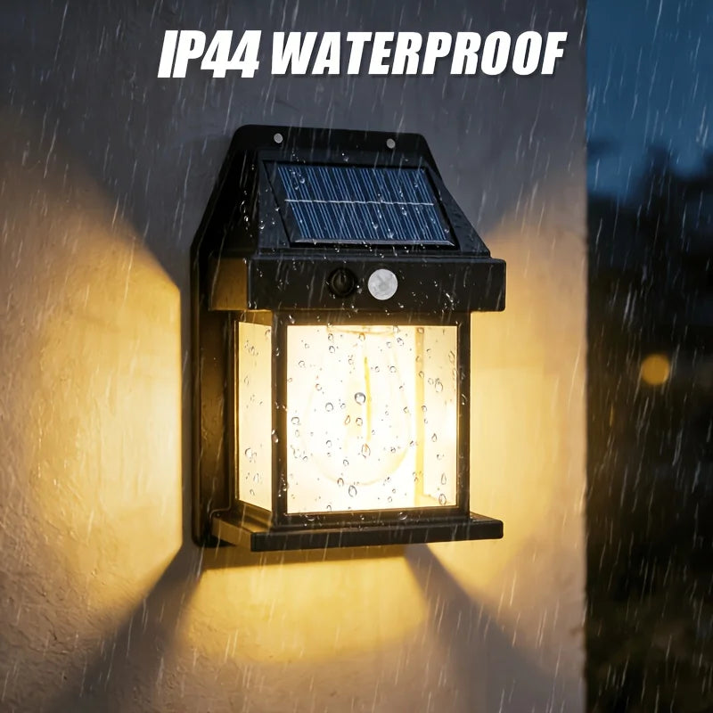 4 Pack Of Outdoor Solar Lamp, Outdoor Wall Lamp, IP44 Waterproof And Human Body Induction, Three Lighting Modes, Automatic On/off From Day To Night, Suitable For Courtyard, Garden, Terrace, Fence And Exterior Wall, Festival C