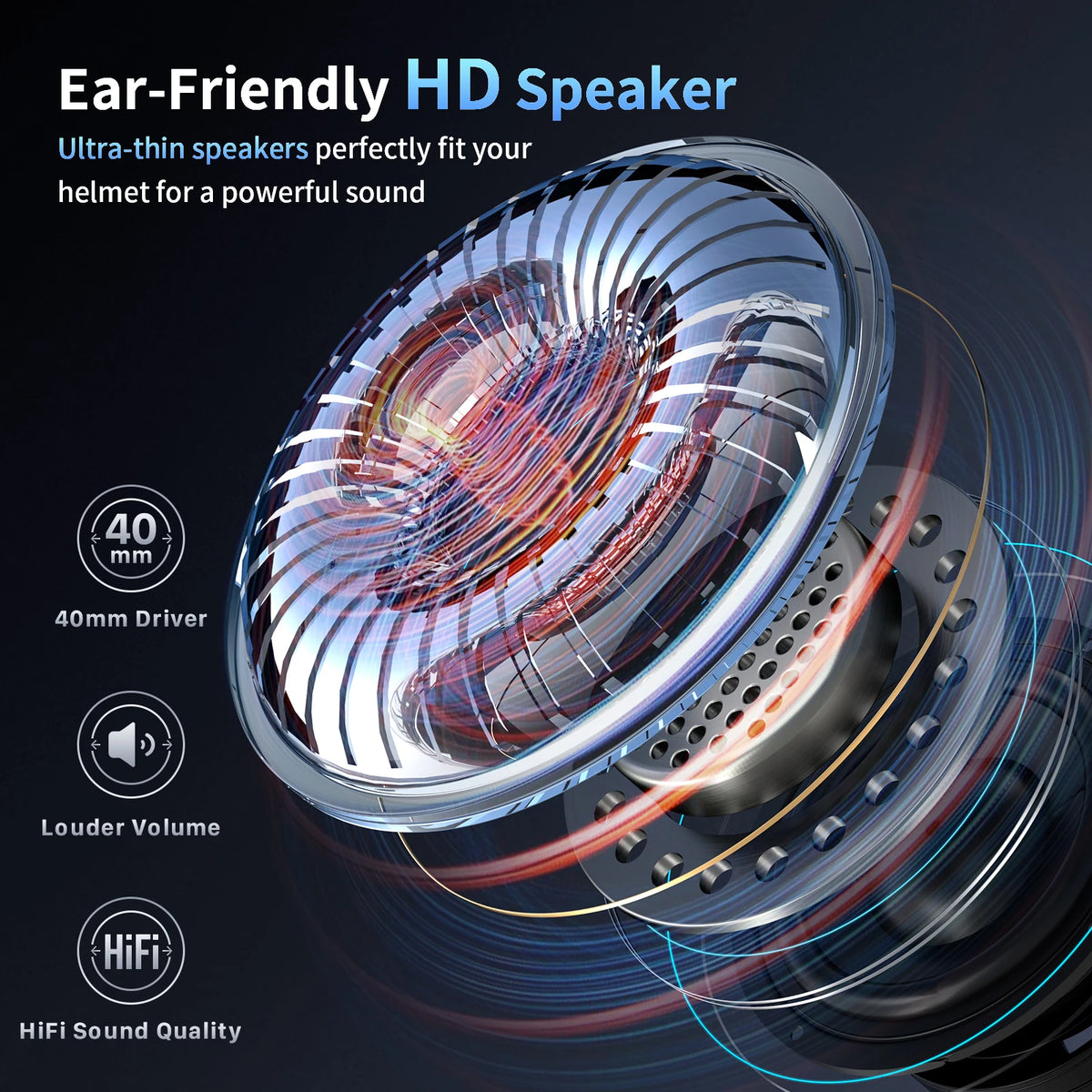 2pcs Fodsports FX-S Helmet Headsets ,BT5.4 Motorcycle Intercom for 2 Riders Bluetooth Speakers Motorbike Headphone,Black