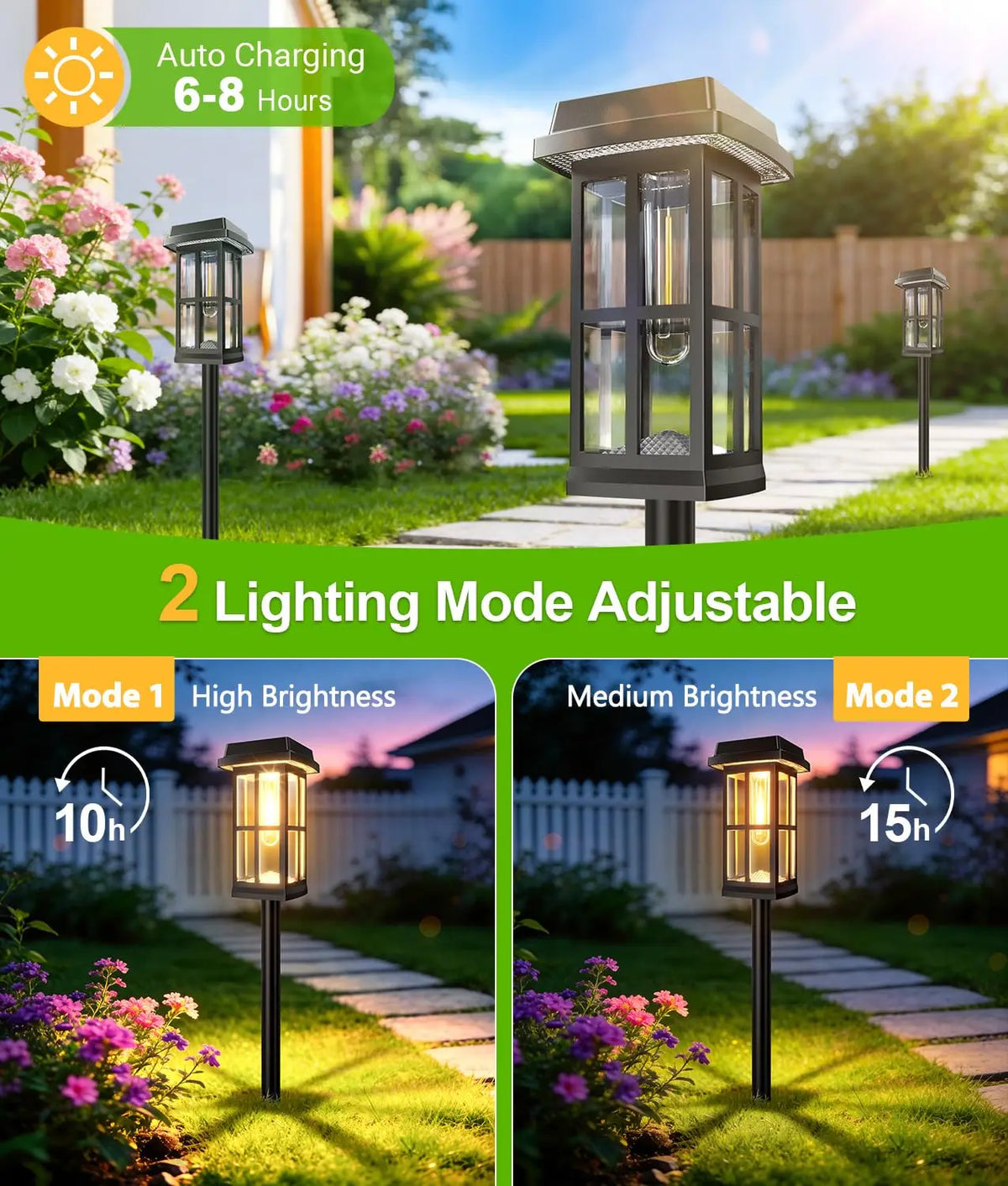 Solar Powered Pathway Lights 4/8 Pack IP65 Waterproof Auto On Off Outdoor Landscape Lighting Decorative Solar Garden Lamps for Patio Lawn Walkway Driveway Yard