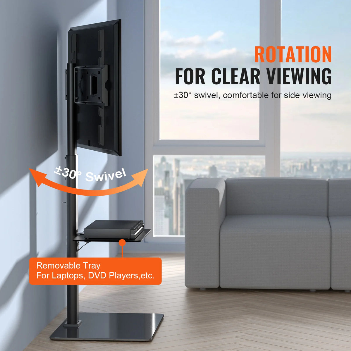 Soporte de TV SucceBuy Giratorio para TV Alta para TV de 32-65/70 pulgadas Altura Ajustable Soporte de TV de Piso Portátil VESA Máx. 600 x 800mm