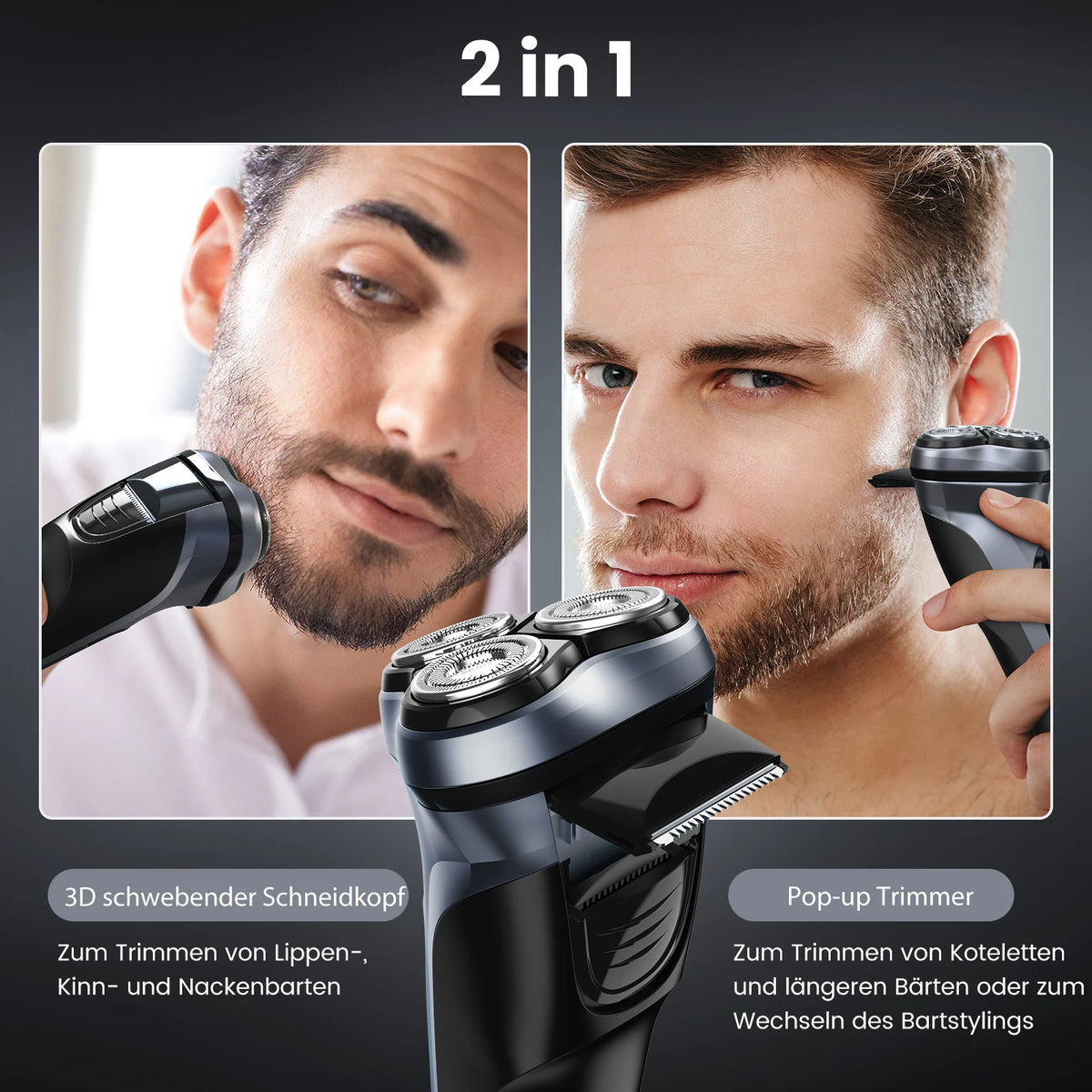 Maquinilla de afeitar eléctrica flotante 3D Sejoy para hombre, recargable, con recortadores de pelo eléctricos