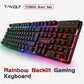 T-WOLF RGB Gaming Keyboard Mouse Headset Mousepad 4 in 1 Combo Wired Mechanical Feel LED Backlit Set for PC Desktop Laptop Gift