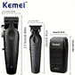 Kemei Set de Corte de Cabello Negro de Tres Piezas KM-2296 2299 1102 con Base de Carga, Cortadora de Cabello Eléctrica, Recortadora de Contornos, Afeitadora de Aclarado, Kit Profesional de Herramientas para Corte de Cabello Completo Recargable por USB