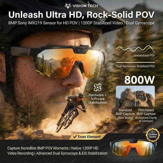 Gafas inteligentes deportivas con cámara 4K HD antivibración, altavoces estéreo 3D, lentes polarizadas UV400, Bluetooth e IA para grabar vídeos en primera persona al aire libre