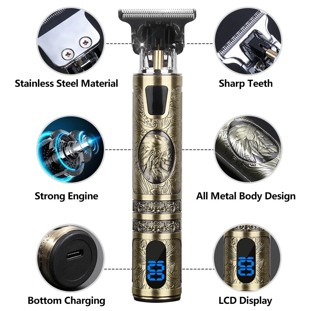 Máquina de cortar pelo T9 para barba, cuerpo y afeitado, cortapelos eléctrico para hombre, máquina de corte 0 mm, afeitadora de barbero, STOCK EN EE. UU.