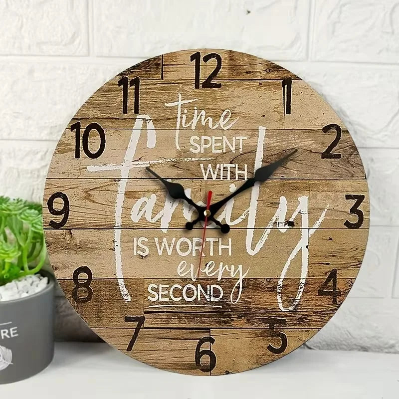 25 * 25cm Round Wooden Clock, Eco-Friendly Material, Quartz Movement, for Living Room & Office Decoration