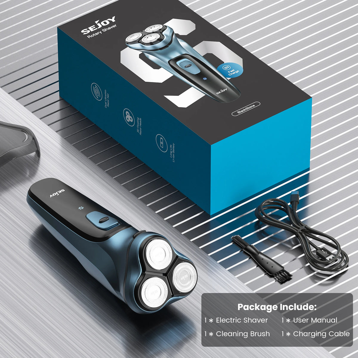 Maquinilla de afeitar eléctrica flotante 3D Sejoy para hombre, recargable, con recortadores de pelo eléctricos