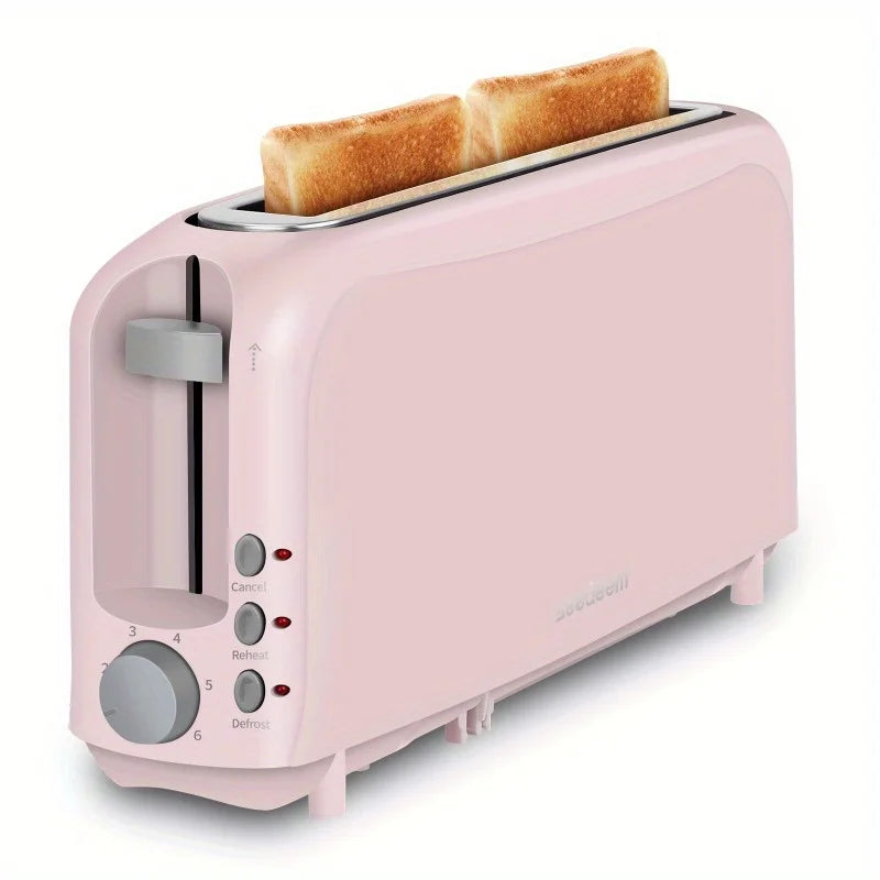 Household Toaster 2 Slice, Fits-anywhere Kitchenware, 6 Setting Shade Control with Cancel & Reheat & Defrost, Removable Crumb Tray, 750 Watt, White, Design Perfect for Toasting Bread, Waffle or Bagel!