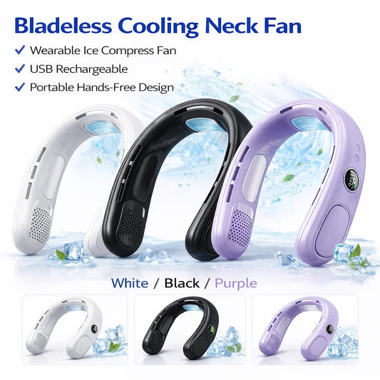 Ventilador de cuello N90 con refrigeración por semiconductor, 5 velocidades, sin aspas, portátil y recargable por USB, para exteriores, viajes y camping
