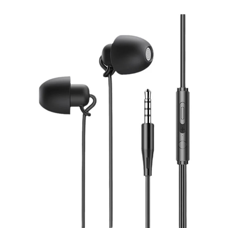 Auriculares para dormir de 3,5 mm con cancelación de ruido y micrófono, de silicona suave, insonorizados, aptos para dormir de lado, sin presión y con conector para teléfono