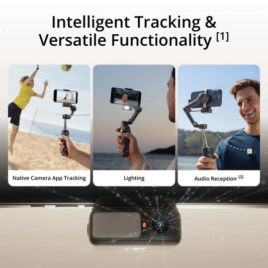 DJI Osmo Mobile 7P Gimbal Stabilizer 3-Axis Phone Gimbal with Built-in Extension Rod And Tripod Native Tracking Lighting Quick Launch One-Tap Edit 10hrs Use Phone Charging