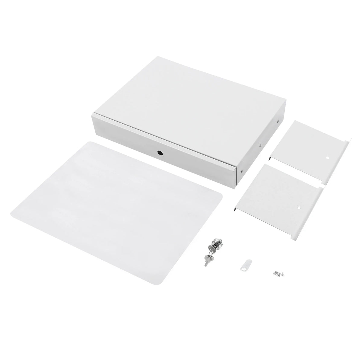 Cajón deslizante con cerradura y soporte para computadora, para colocar debajo del escritorio, organizador de almacenamiento de montaje inferior para escritorios, 18x14x6.9 pulg., blanco