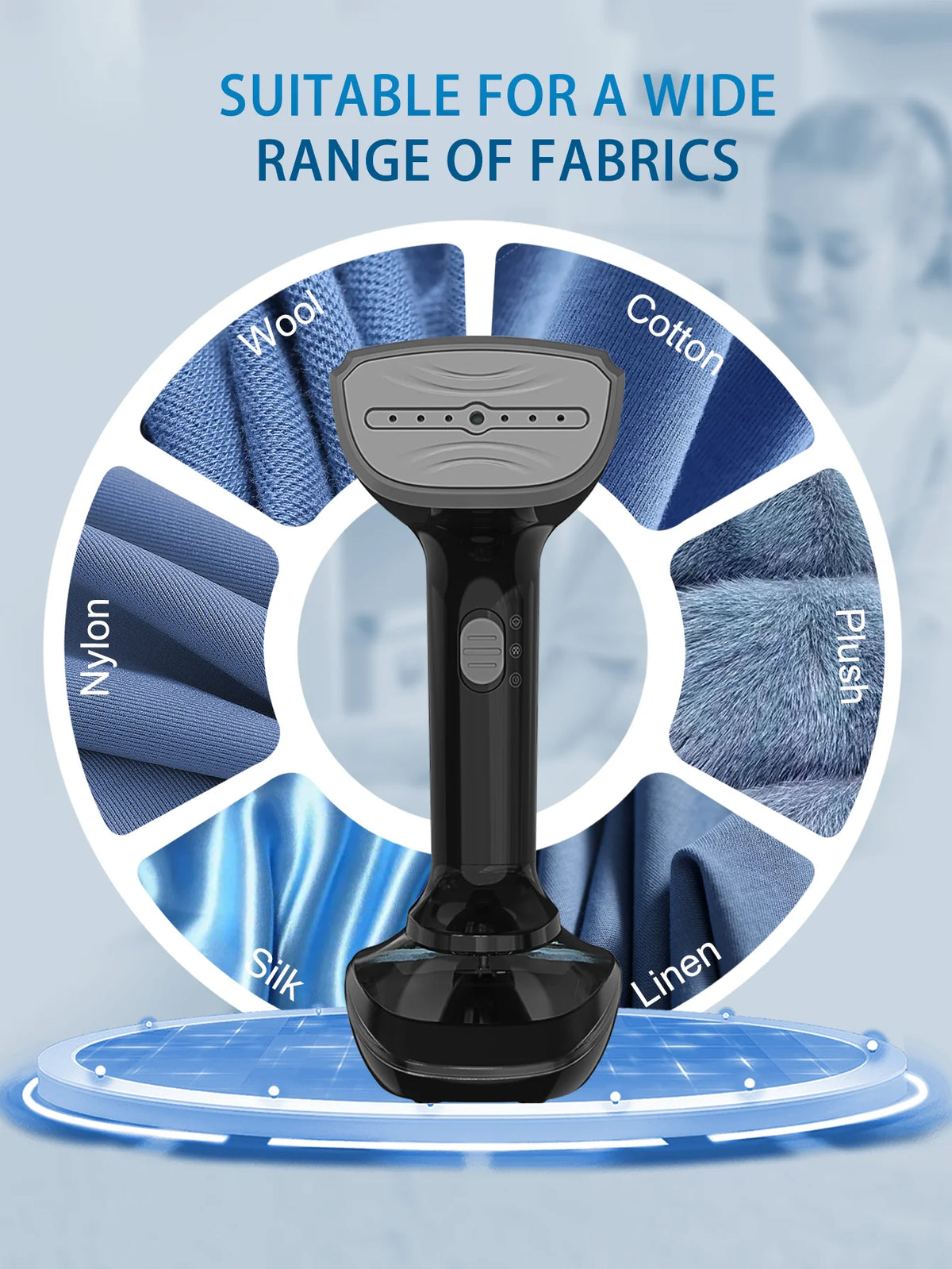 Handheld Garment Steam Iron 1200W Portable Electric Iron, Quick Heating in 30 Seconds, Dual-Use for Dry and Wet Ironing, 20 Minutes Continuous Steam, 300ml Water Tank, Comes with 3 Accessories, Suitable for Home and Travel Us
