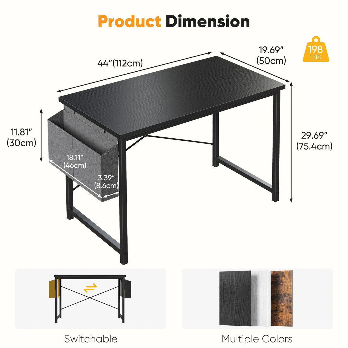 JHK Escritorio de oficina de 31 a 55 pulgadas, mesa de juego con bolsa de almacenamiento, estructura de metal y tablero de madera, fácil montaje