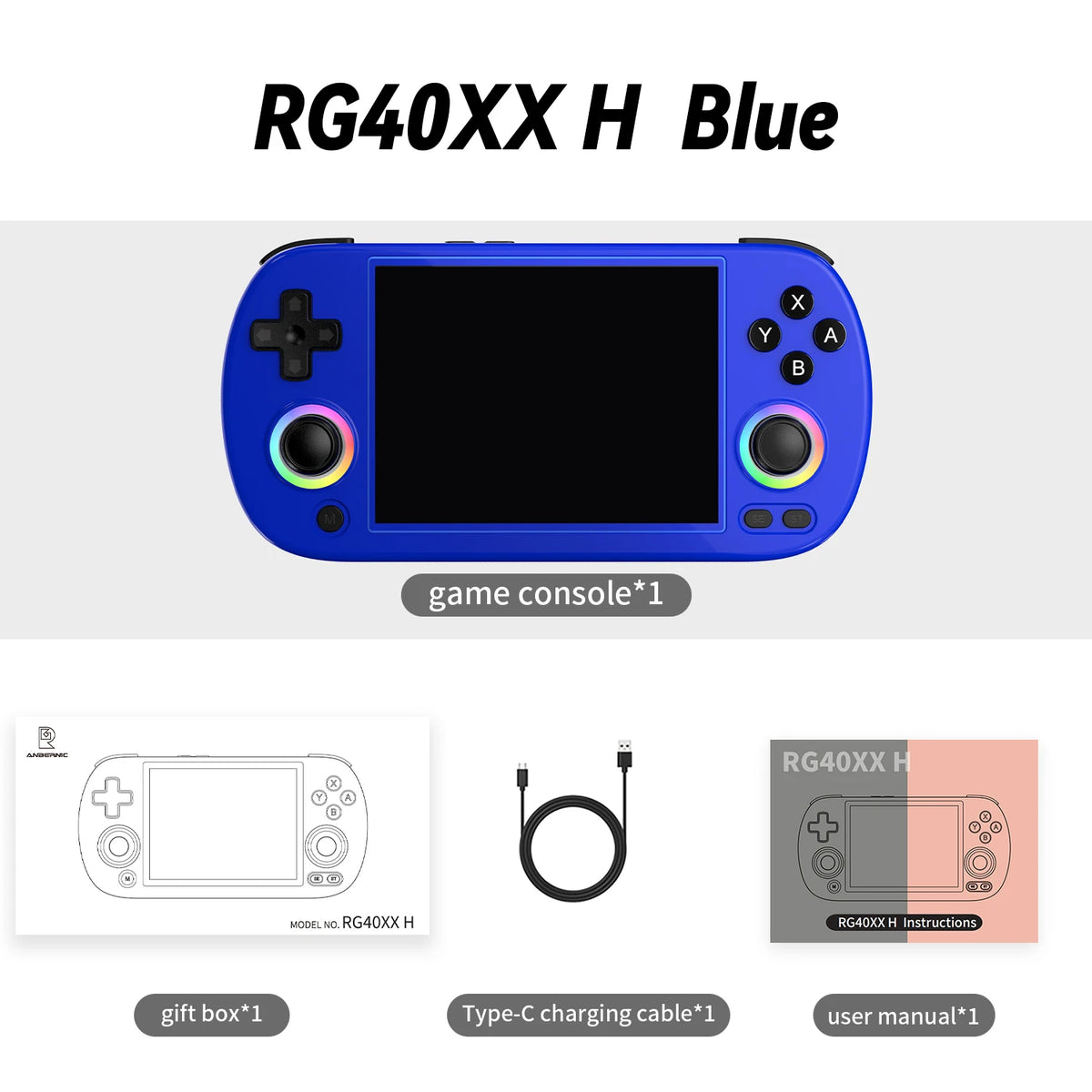 Anbernic RG40XX H Retro Handheld Game Console 4.0'' IPS Screen Linux 64-bit RGB Joystick RG40XXH Portable Gaming Player Streaming HDMI connection to TV