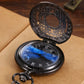 Reloj de bolsillo antiguo de bronce hueco con esfera azul cielo estrellada y cuarzo, reloj de pulsera vintage con números romanos