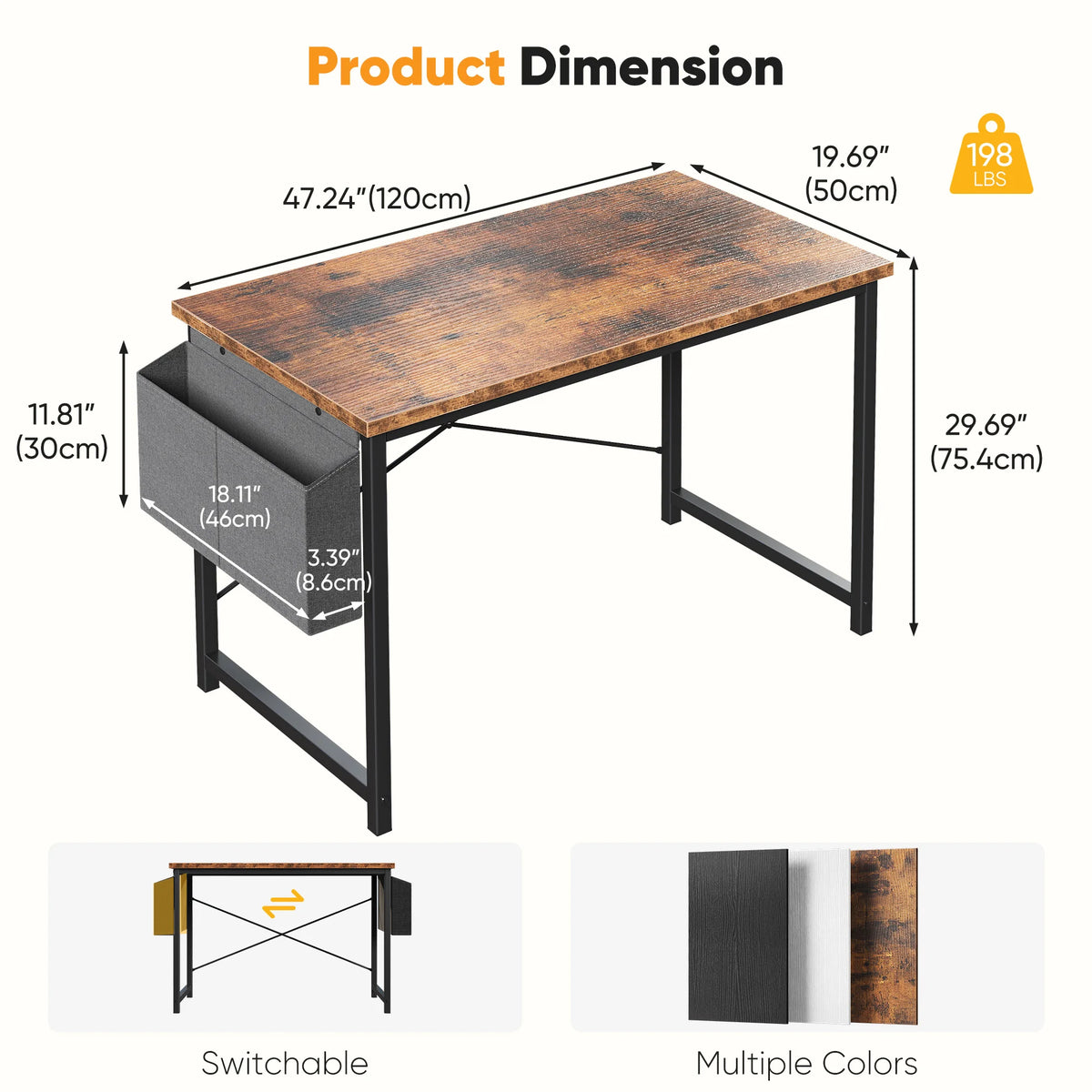 JHK Escritorio de oficina de 31 a 55 pulgadas, mesa de juego con bolsa de almacenamiento, estructura de metal y tablero de madera, fácil montaje
