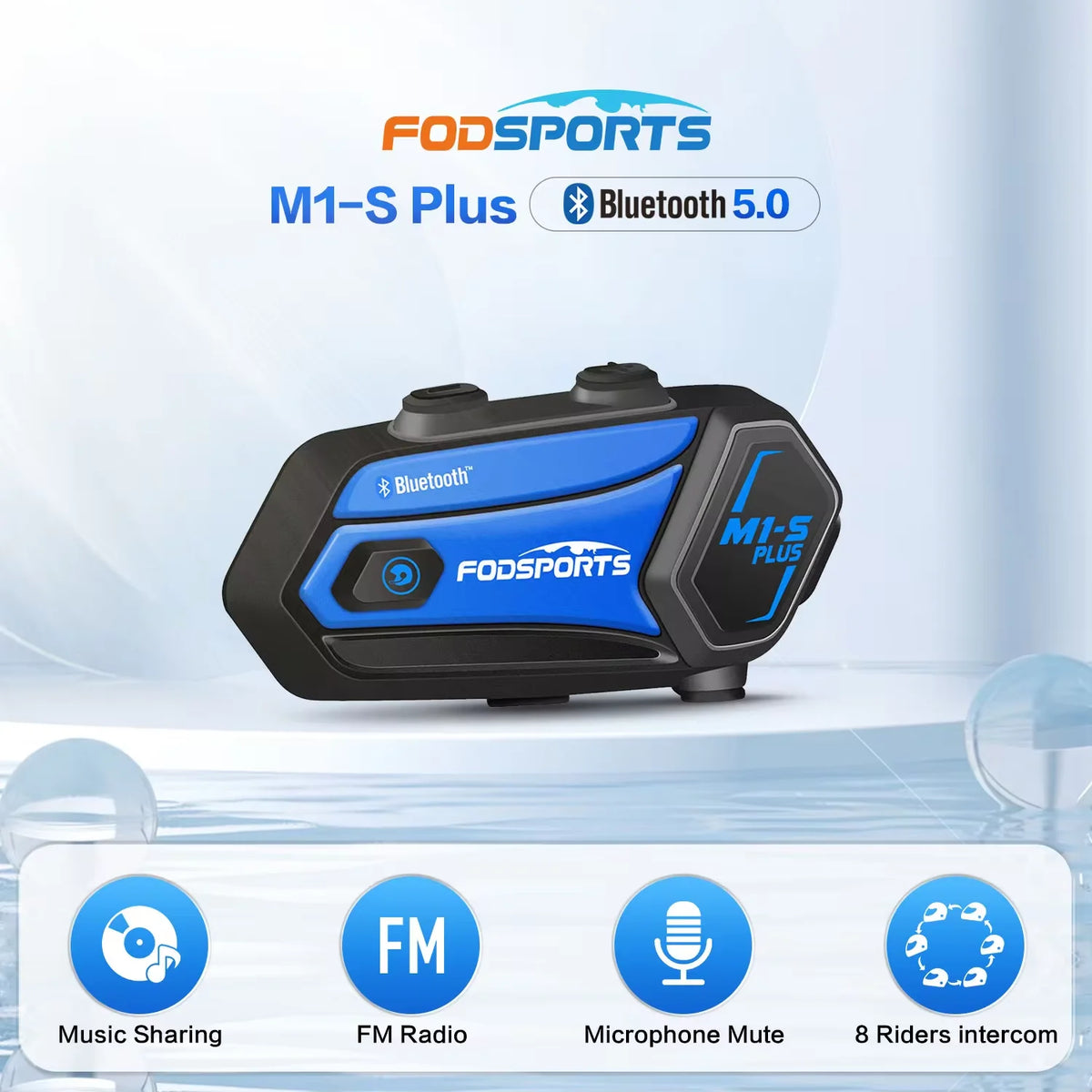 Fodsports M1-S Plus Casco de Motocicleta Intercom Bluetooth Auriculares,Interfono de Moto,8 Pilotos 2000M,Radio FM,Compartir Música.