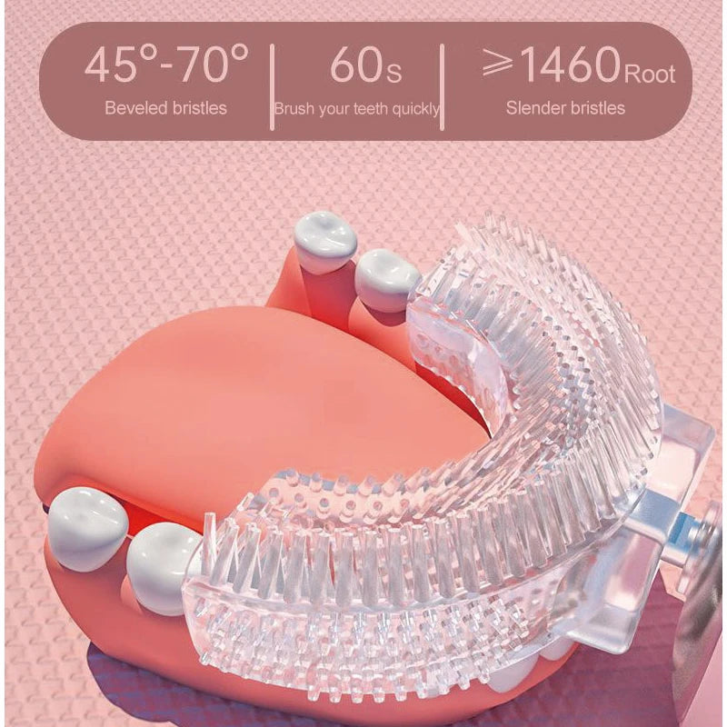 Children Electric Toothbrush Kids U-shaped 360 Degrees Silica Gel USB Charging Ultrasonic Toothbrush Kids Smart Toothbrush