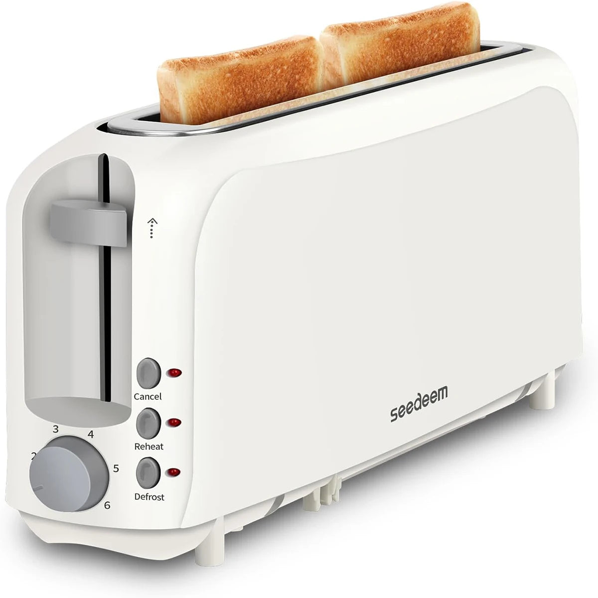 Household Toaster 2 Slice, Fits-anywhere Kitchenware, 6 Setting Shade Control with Cancel & Reheat & Defrost, Removable Crumb Tray, 750 Watt, White, Design Perfect for Toasting Bread, Waffle or Bagel!