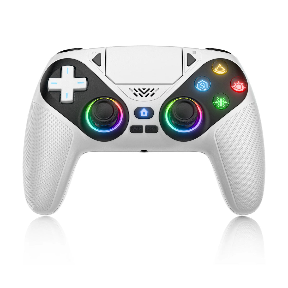 Para mando de PlayStation 5, mando inalámbrico RGB con Bluetooth, gamepad para PS5 con macro/turbo y vibración DualSense