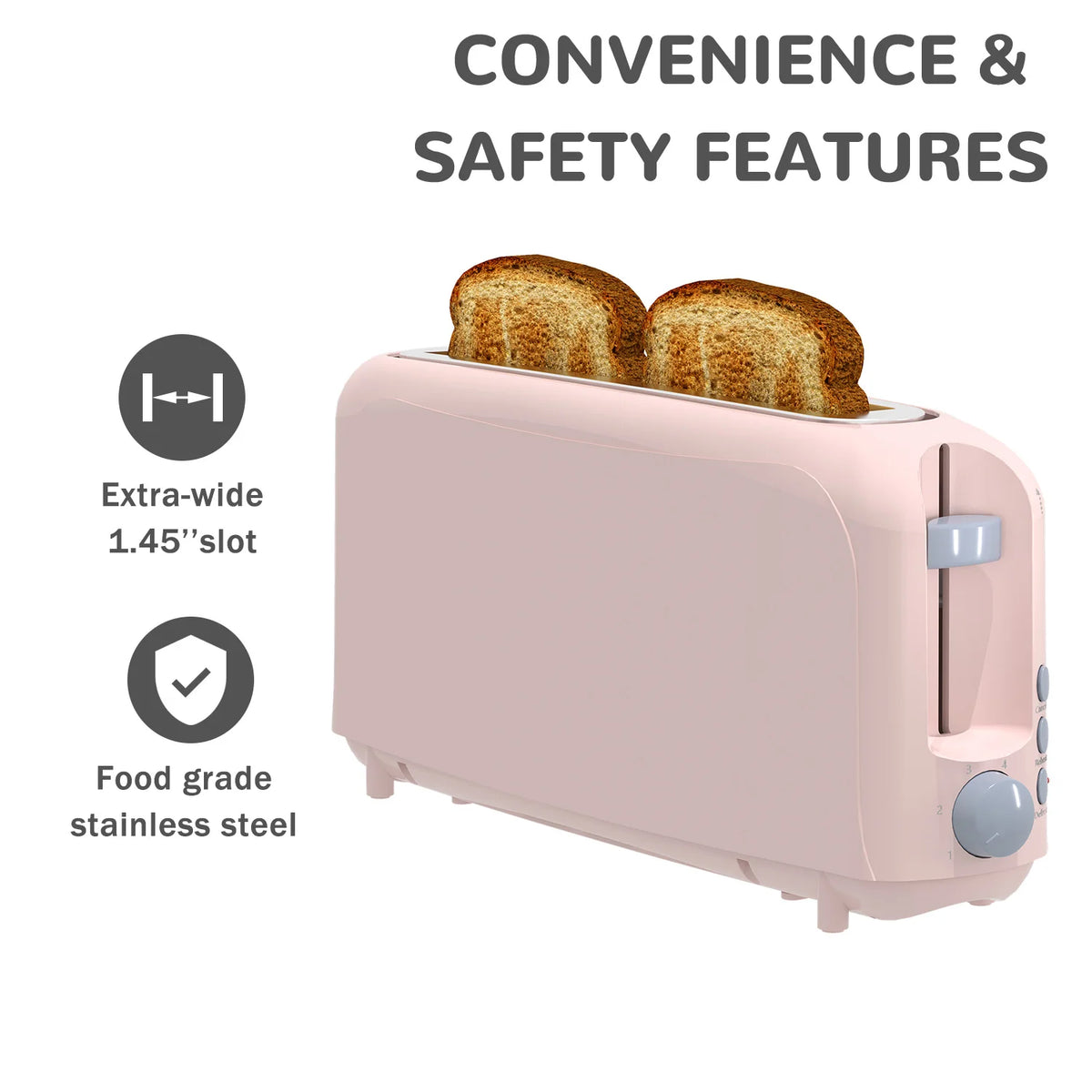 Household Toaster 2 Slice, Fits-anywhere Kitchenware, 6 Setting Shade Control with Cancel & Reheat & Defrost, Removable Crumb Tray, 750 Watt, White, Design Perfect for Toasting Bread, Waffle or Bagel!