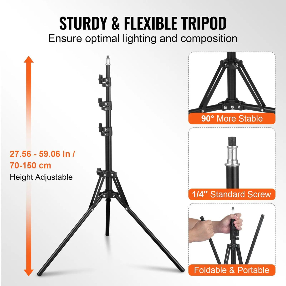 Kit de iluminación con softbox de plástico ajustable de 16 x 16 pulgadas, 3000-6500 K, alimentación de CA, para fotografía