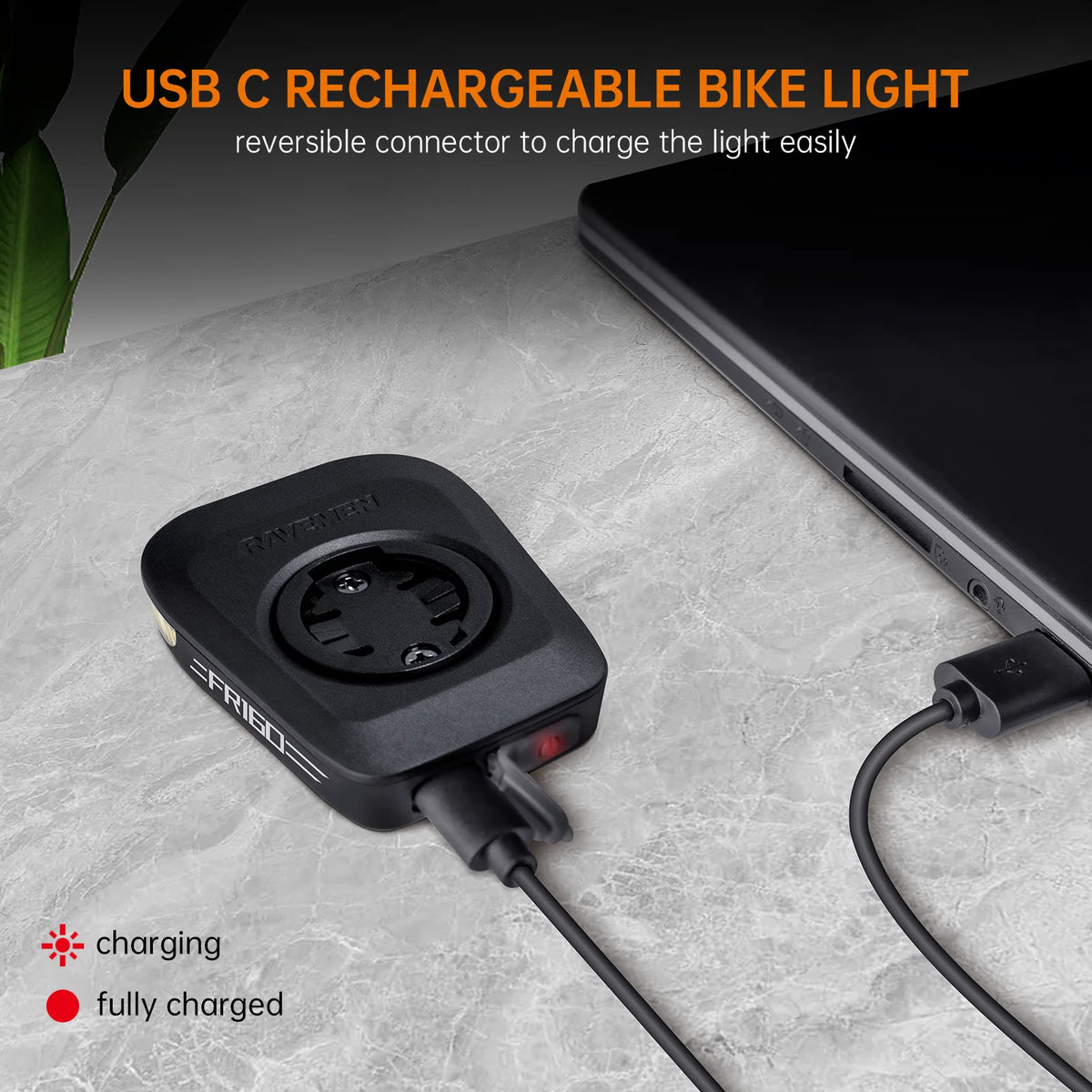 RAVEMEN FR160 Luz Delantera Para Bicicleta Para Ciclocomputadores Garmin XOSS IGPSPORT Magene Recargable USB-C Luz Delantera LED COB De Seguridad De Advertencia Diurna Impermeable IPX6 Visibilidad Lateral 6 Modos Compacta Ligera 55g