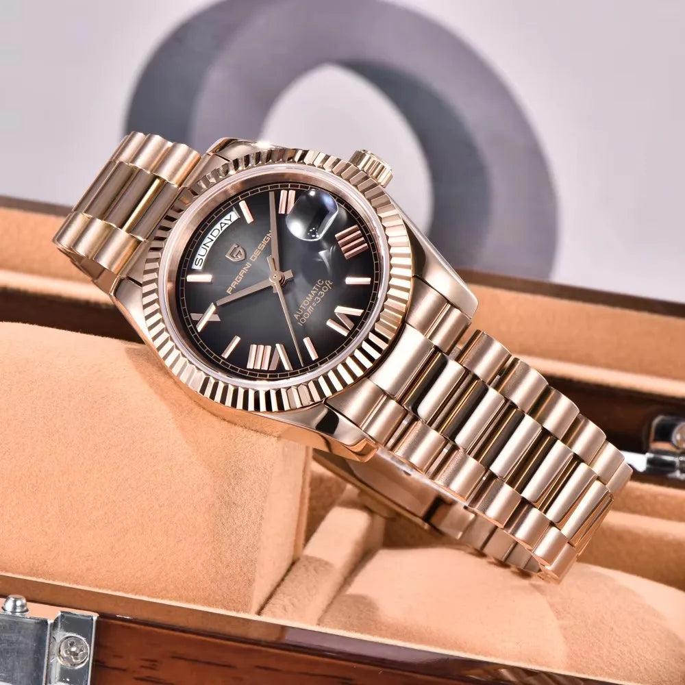 2026 Nuevo PAGANI DESIGN DD36 Reloj mecánico para hombre Dorado Reloj automático de lujo para hombre Cristal de zafiro antirreflejante Resistente al agua Regalo