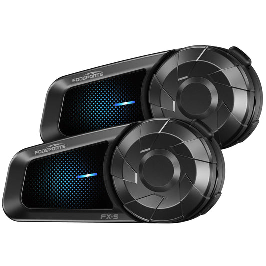 2pcs Fodsports FX-S Helmet Headsets ,BT5.4 Motorcycle Intercom for 2 Riders Bluetooth Speakers Motorbike Headphone,Black
