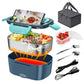 100W Electric Heating Lunch Box 1.5L, 304 Stainless Steel Portable Food Warmer Heater with Insulated Carry Bag, Spoon & Fork, Dual Use for Car 12V / Home 110V Office Travel Meal Container
