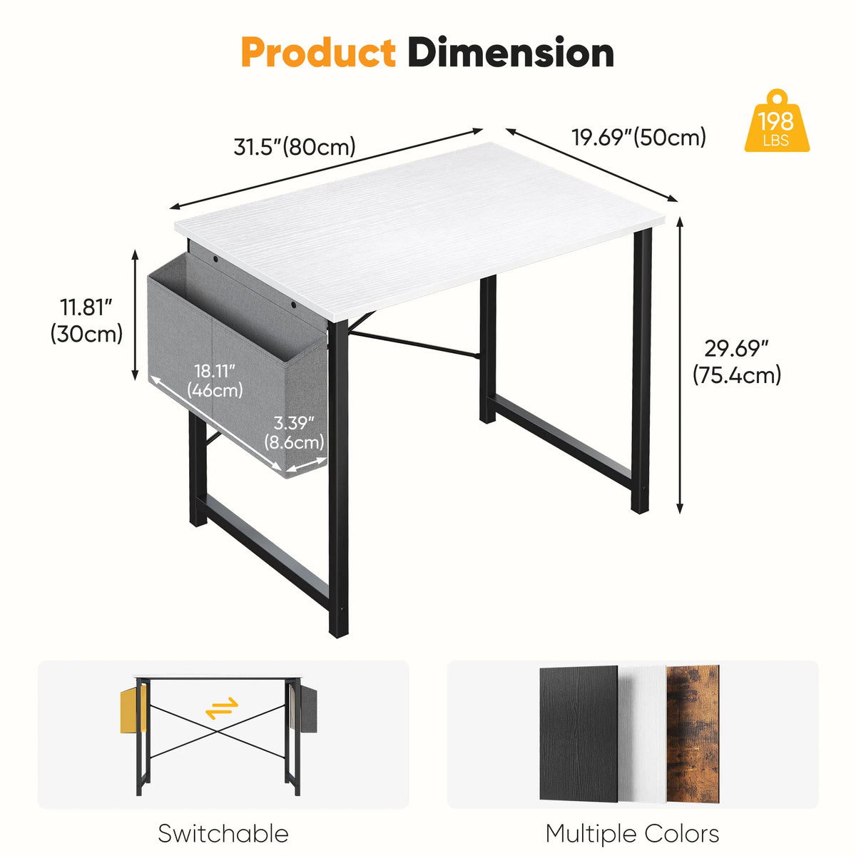 JHK Escritorio de oficina de 31 a 55 pulgadas, mesa de juego con bolsa de almacenamiento, estructura de metal y tablero de madera, fácil montaje